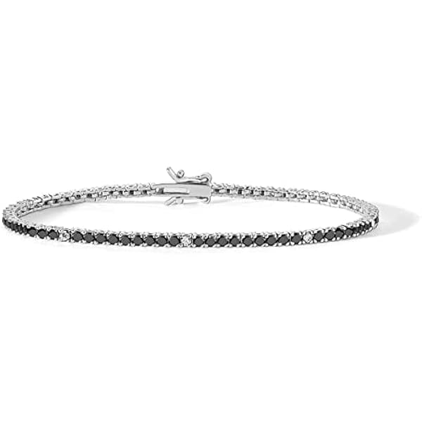 Comete bracciale Tennis argento 925 zirconi neri bianchi UBR 900 M18